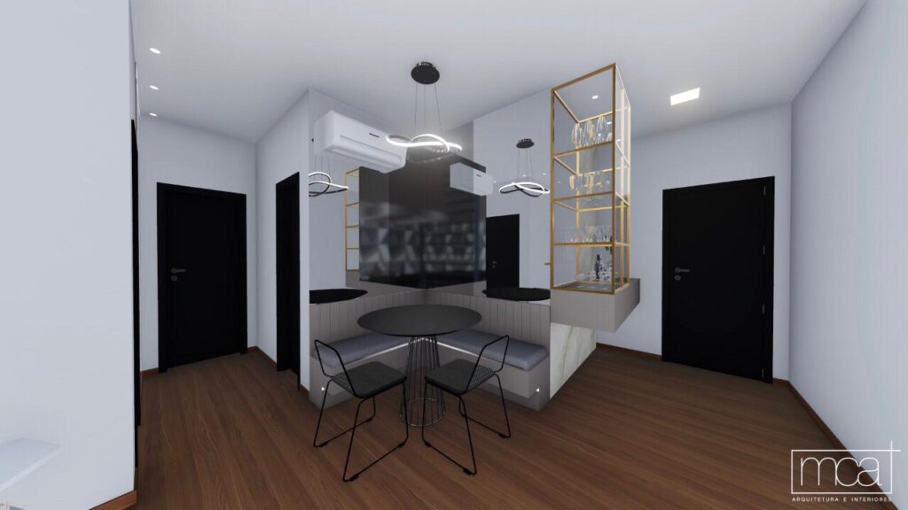 apartamento com sala e cozinha integradas